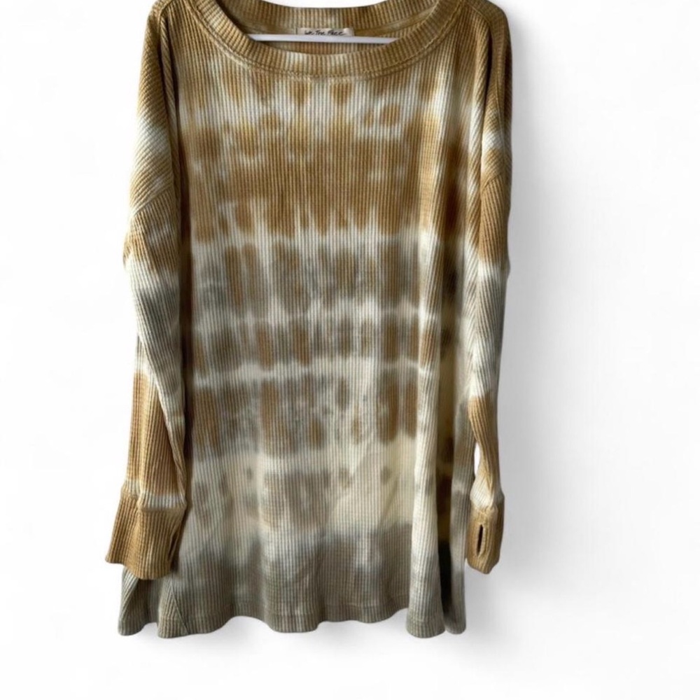 We The Free Thermal Tie-Dye Long Sleeve Top - Brown & White